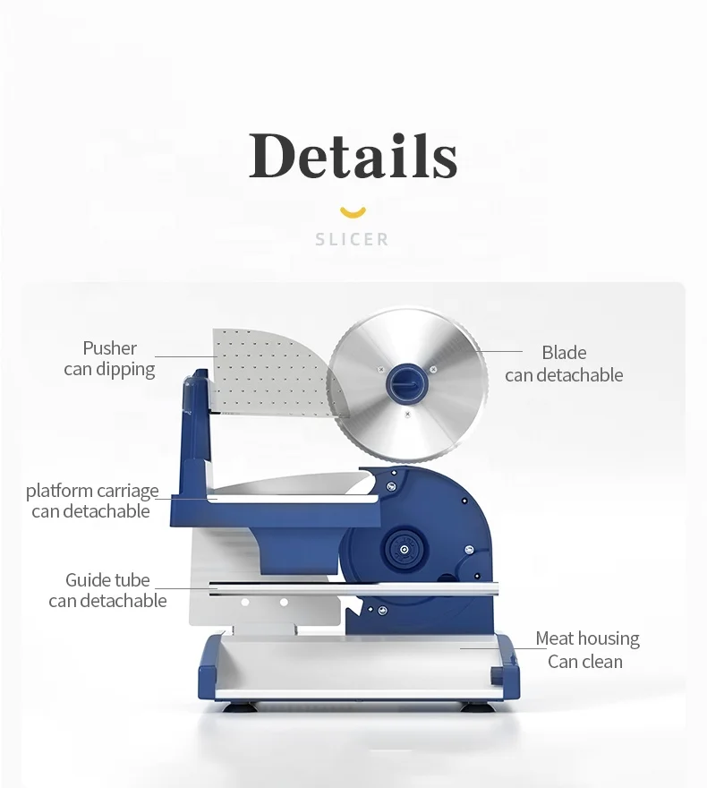 Household Desktop Meat Slicing Cutting Machine with 7.5 inch Stainless Steel Blade