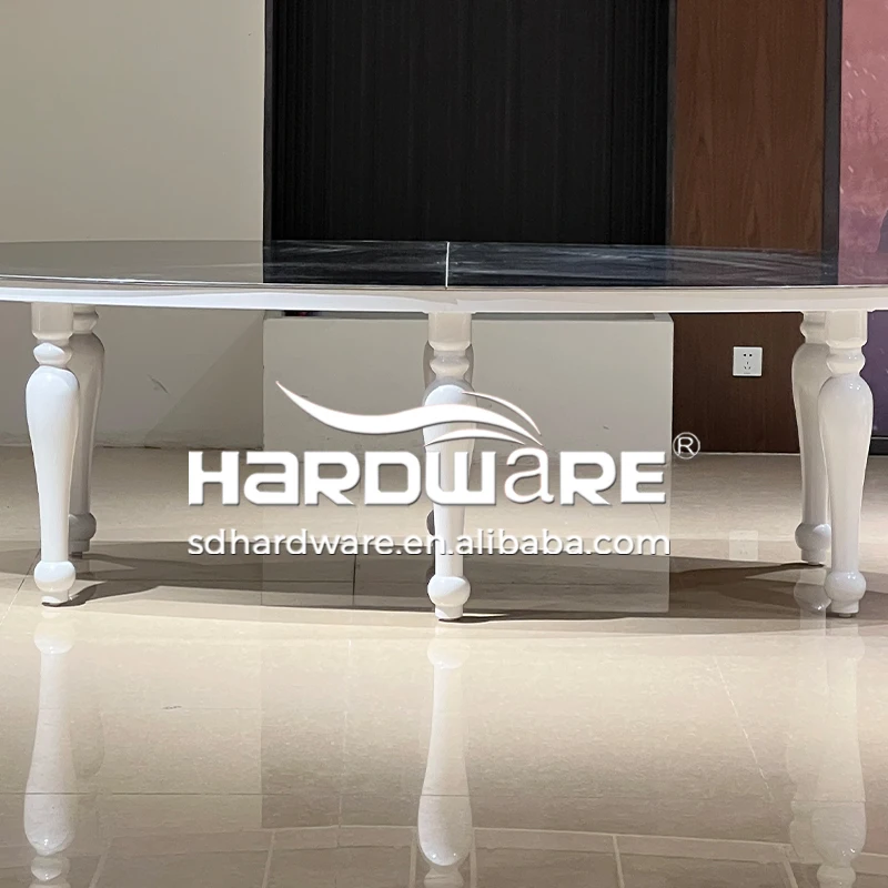 Foshan Hardware Furniture Stainless Steel Glass Event Banquet Oval Wedding Tables for Hotel
