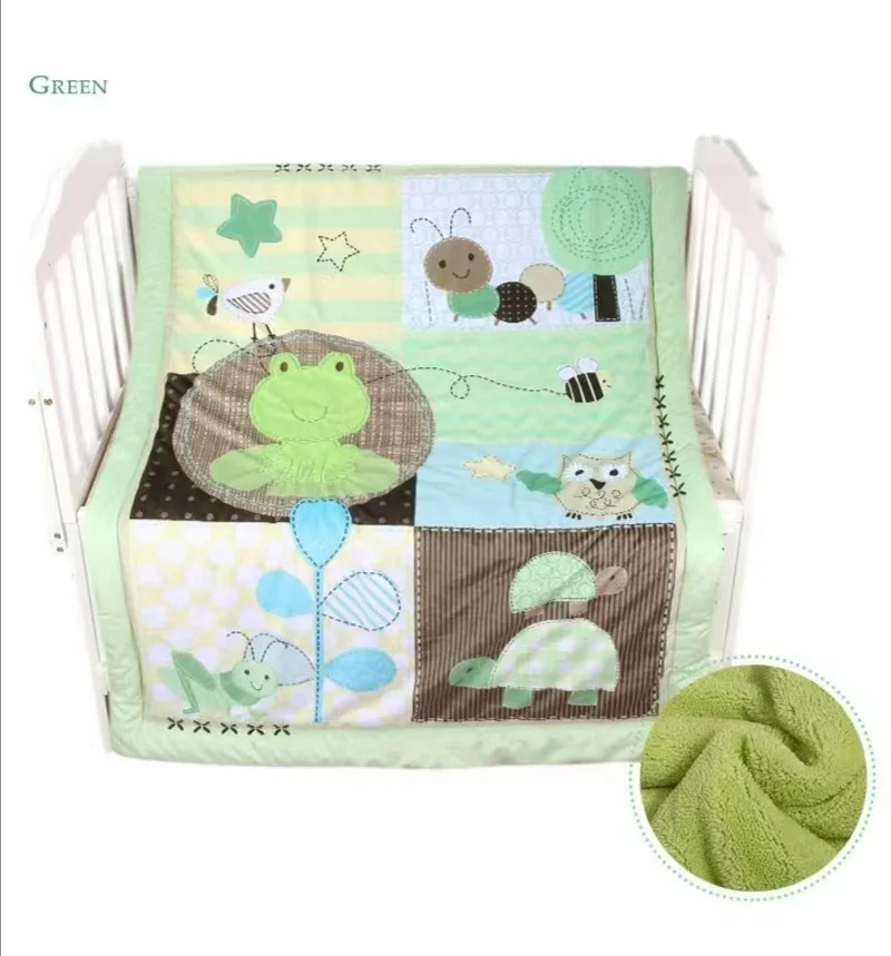 Newborn Cartoon Printed Fluffy Embroidery Quilted Kid Comforter Baby Bedding Sets