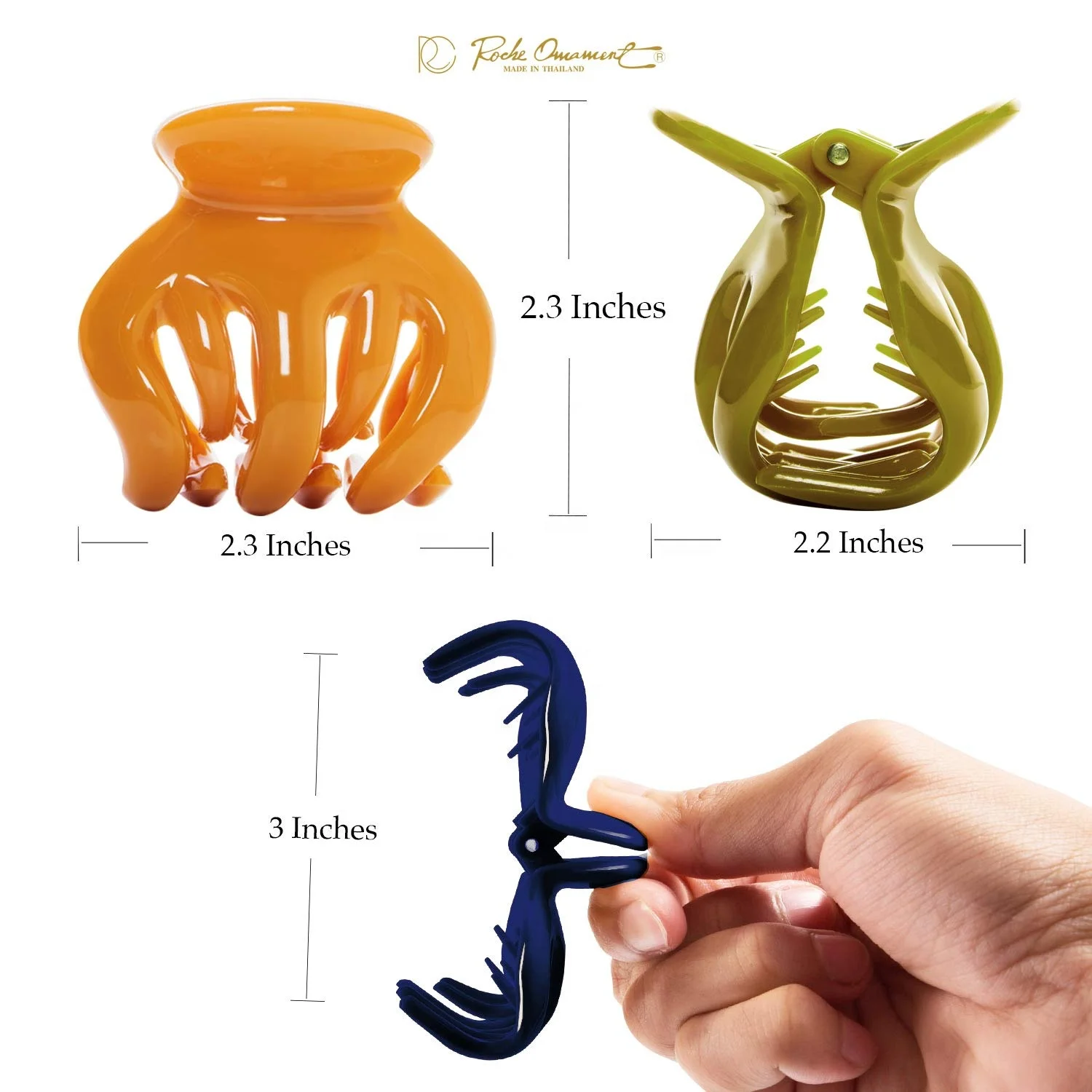 Finestyle Womens Hair Pumpkin Interlocking Teeth No Slip Grip Strong Solid Ladies Beauty Accessory Classic Clamp Jaw Claw Clip