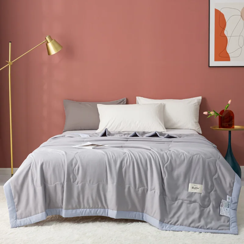 Handmade King Queen Size Quilt Set Spring Season Cotton Linen Soy Fiber Waxed Quilt Air Conditioning Soft Made Bamboo Polyester