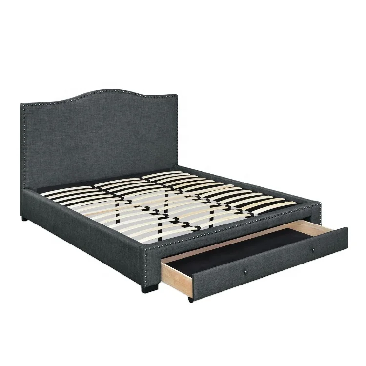 Manufacturer High Quality Velvet Fabric Storage Bed in Double Size with Drawers for Bedroom