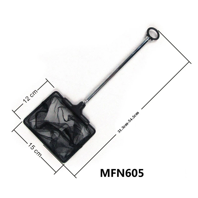 Aquarium Net Extendable Square Shrimp Small Fish Tank Handle Fishing Brail Landing Net Tackle for Fish Tank