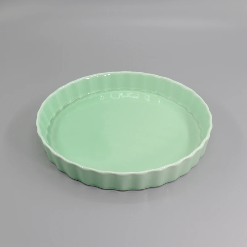 Custom 9 inch Round Ceramic Cake Baking Pie Plate Oven Safe Bakeware