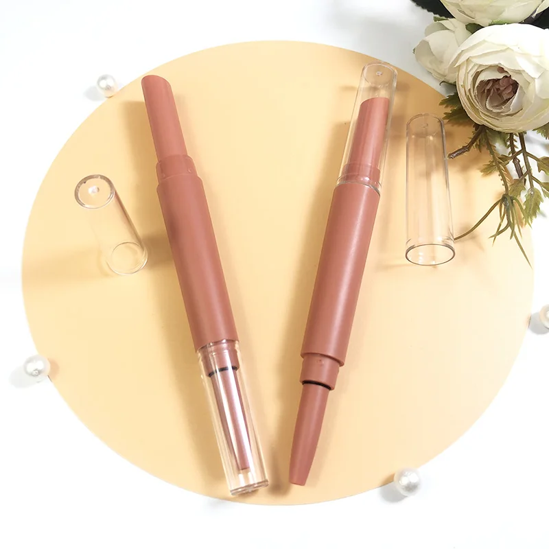 Double ended makeup empty lipstick tube unique slim cosmetic container tube lipstick and eyebrow pencil in one