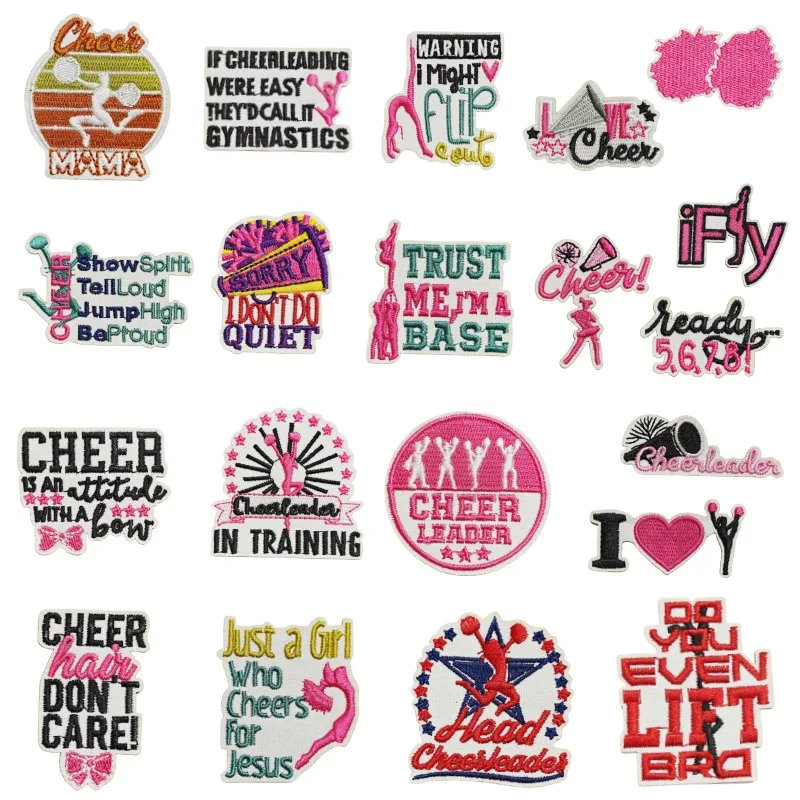 Cheerleading sports twill handmade embroidery iron-on cheer patches