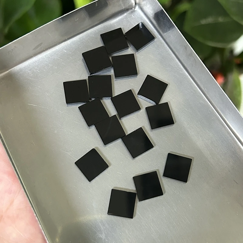 Square Shape 10mm Thickness 2mm Black Onyx Flat Gemstone Cabochon Natural Agate Loose Stone