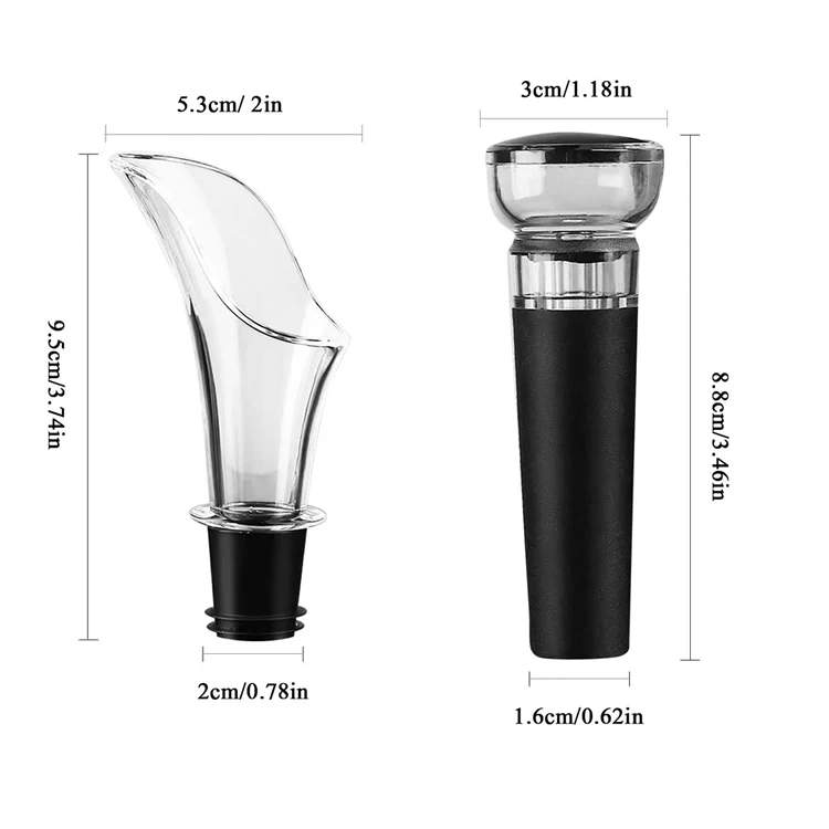 Promotional Wine Accessories Gift Set Wine Aerator Pourer Vacuum Sealed Wine Champagne Bottle Stopper