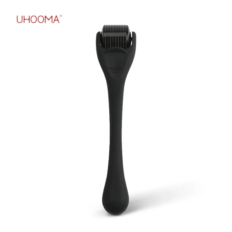 540 Needle Matte Black Derma Roller 0.5mm Beard Growth Titanium Dermaroller Beard Roller For Men