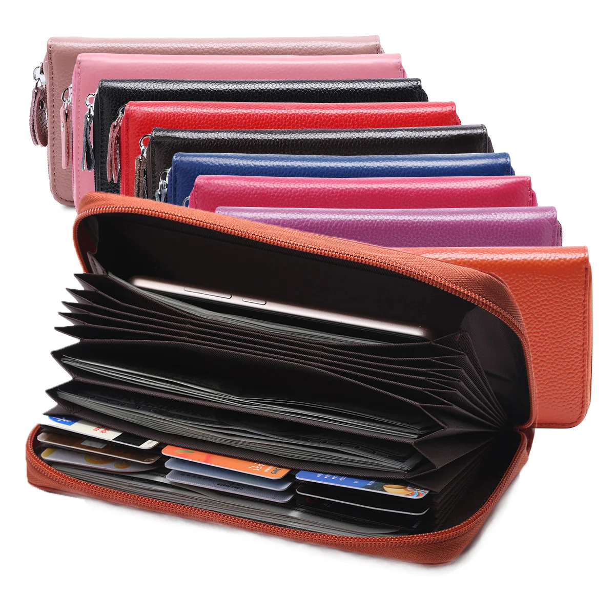 2021 New style high capacity genuine leather credit id business card holder waller for women