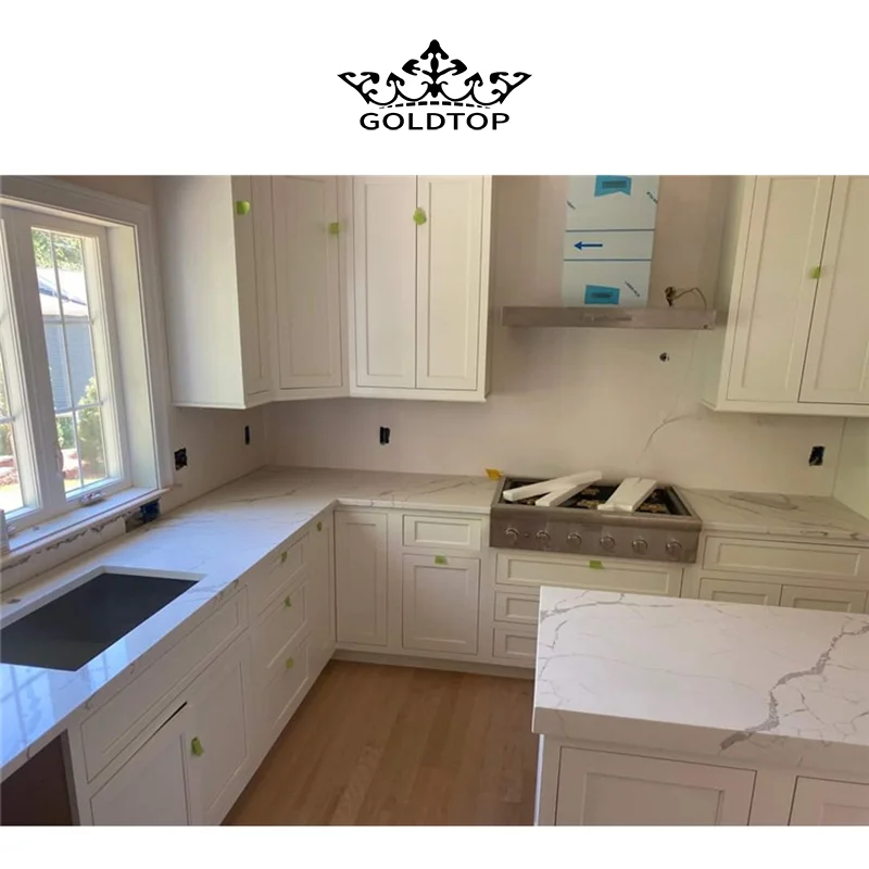 goldtop OEM/ODM Quartzo encimeras 5042 Laza Artificial Quartz Island Kitchen Table for kitchen countertops