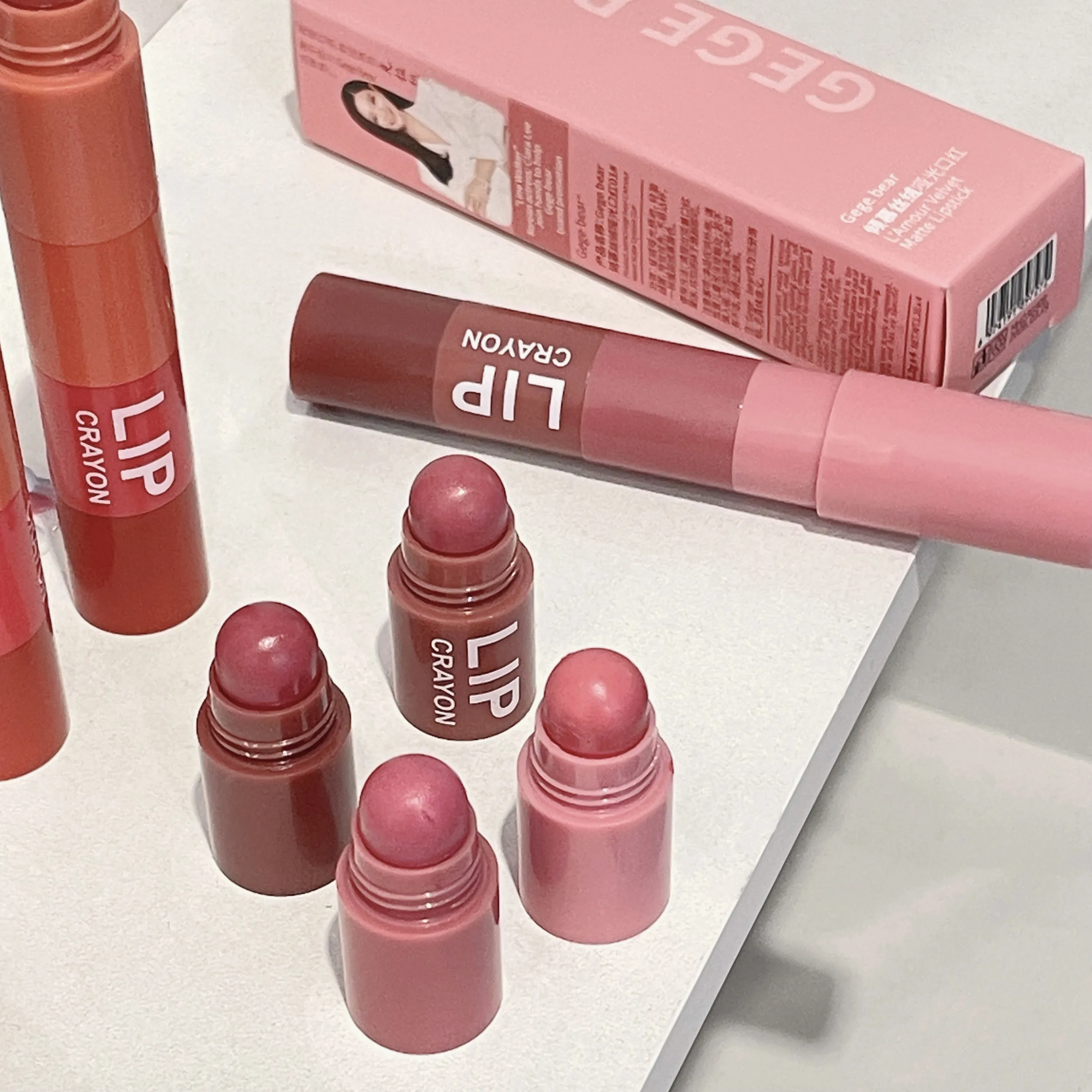 Private Label Makeup Lip Crayon Lipstick One Four Color Gradient Waterproof Long Lasting Velvet Formula Matte Lipstick Gloss