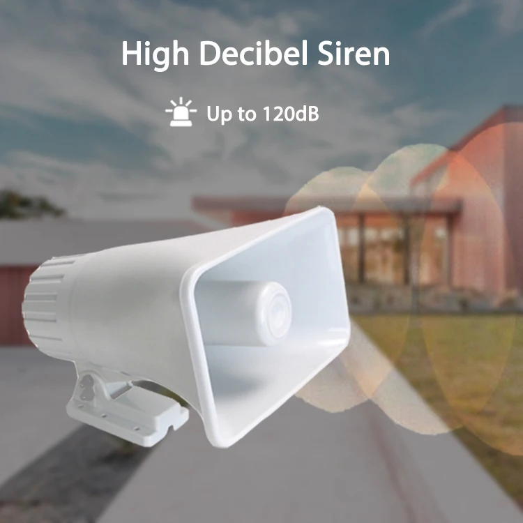 Outdoor Loud Siren Alarm White Color Wired 12v 30w Electronic Horn Siren Burglar Security Alarm Siren