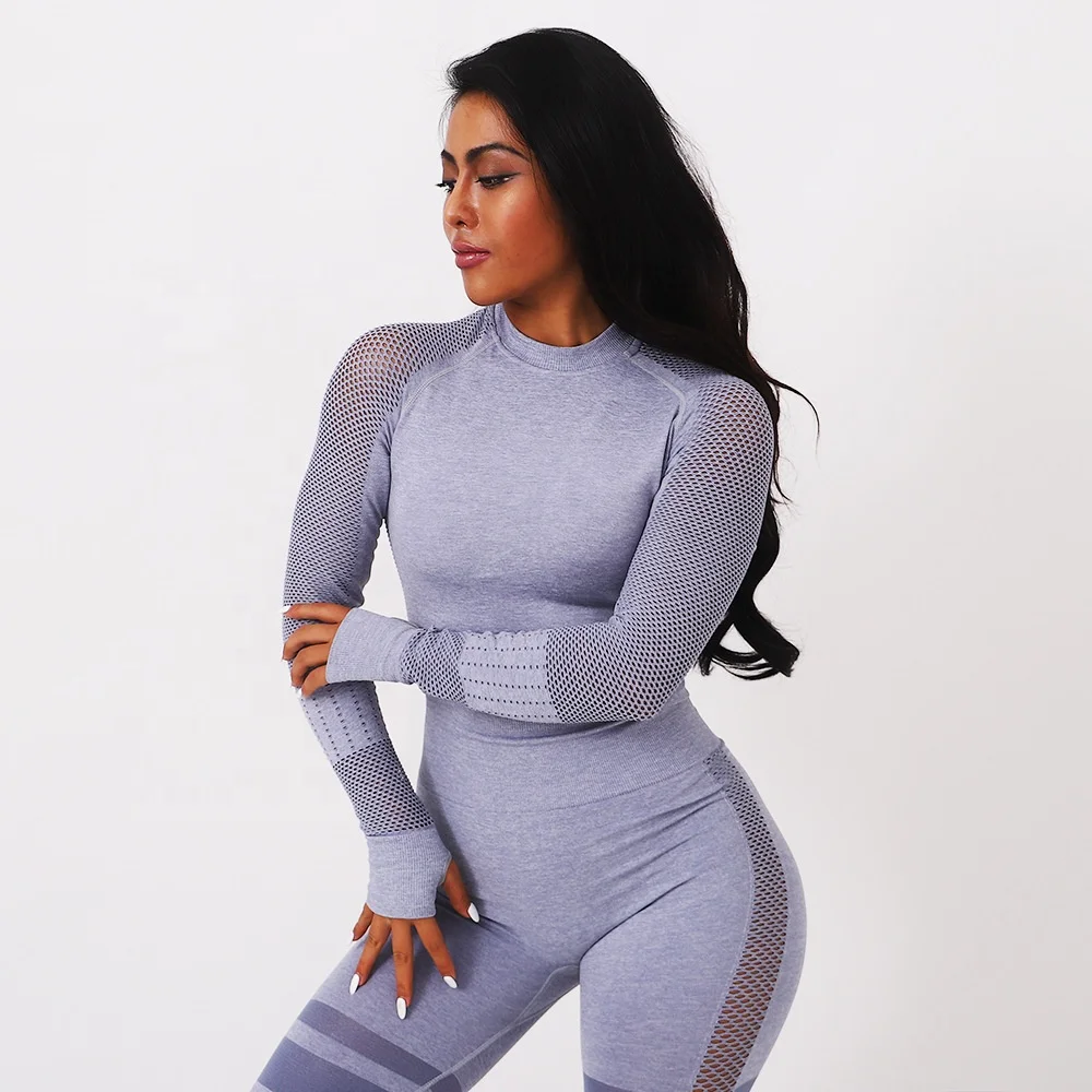 Спортивная одежда для тренажерного зала спортивный костюм тренировок девочек небольшой минимальный заказ фитнеса и йоги комплект спортивной одежды женские бесшовные сетчатые