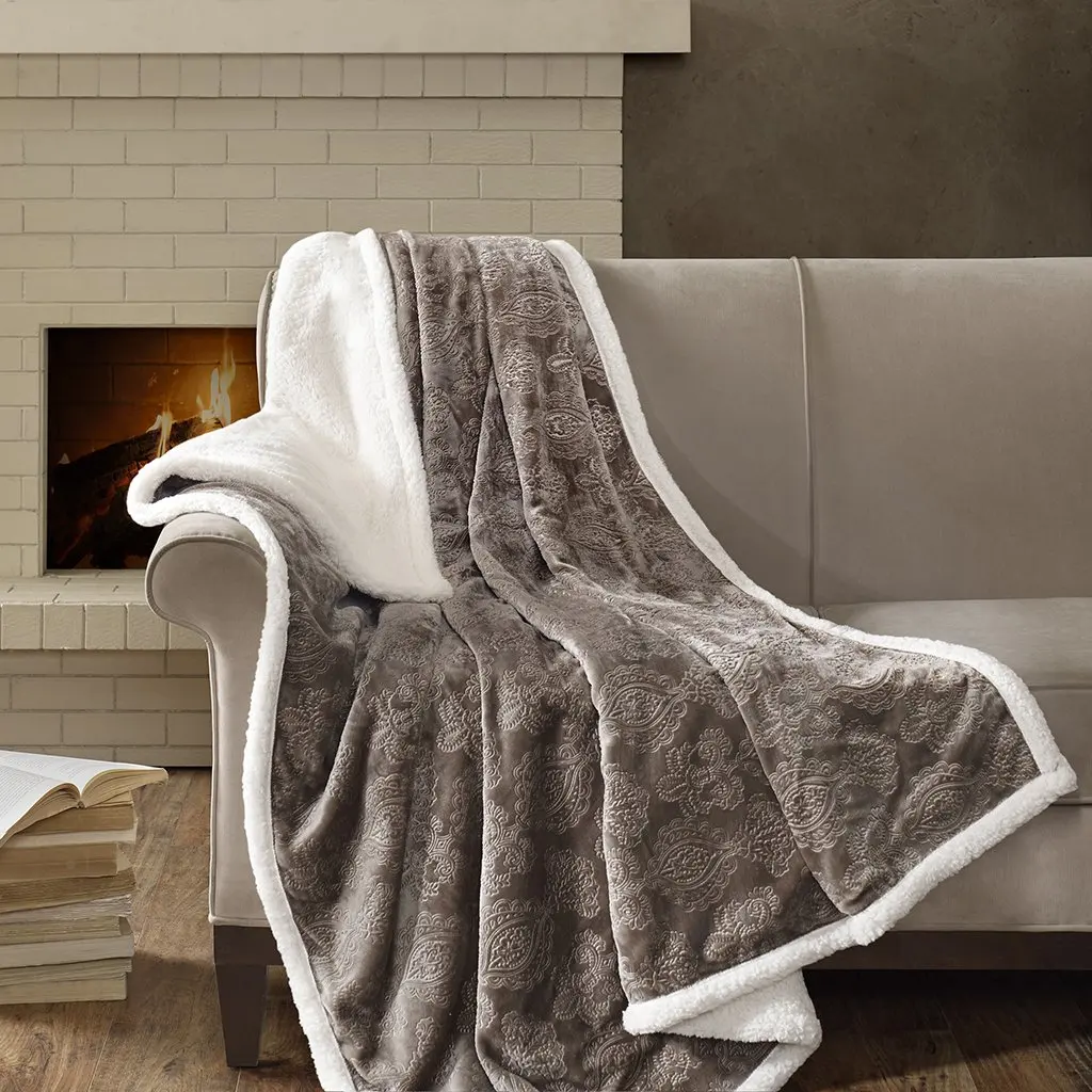 Luxury Oversized Textured Plush Throw 60*70 Premium Soft Cozy Embossed Micro Velour For Bed, Coach or Sofa