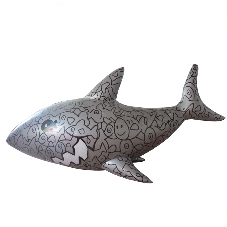 5 m length PVC inflatable gray sharks models