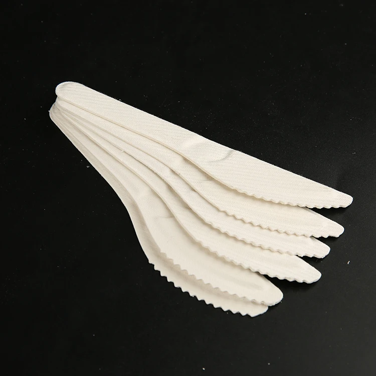 Biodegradable Disposable Sugarcane Pulp White edible cutlery bagasse paper knife fork spoon