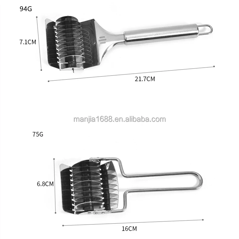 Manjia Kitchen Baking Gadgets Household Manual Stainless Steel Dough Mixer Lattice Roller Noodle Cutter  Wheel of Pastry Tool