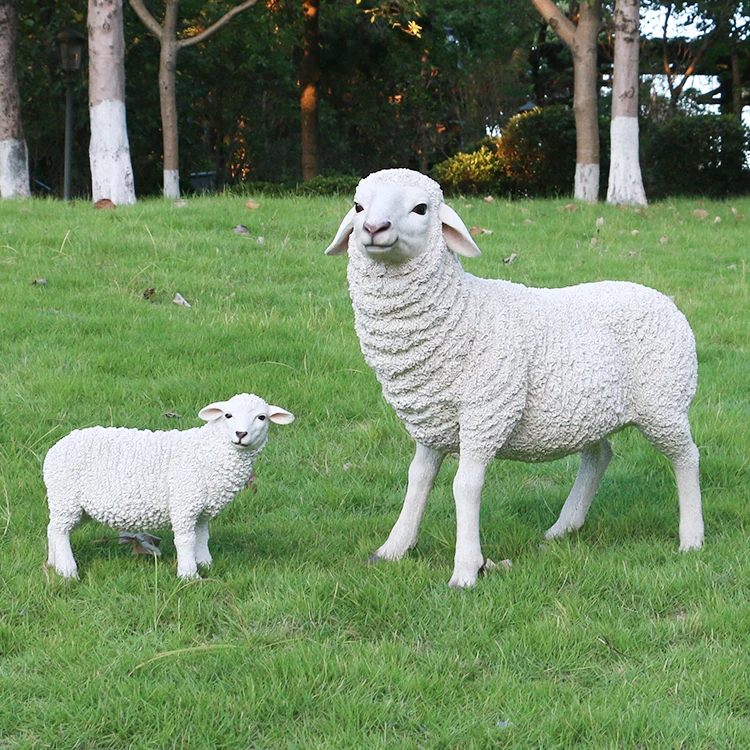Custom size fiberglass farm animals sheep resin life size, realistic garden fiberglass animal statue life size sheep$