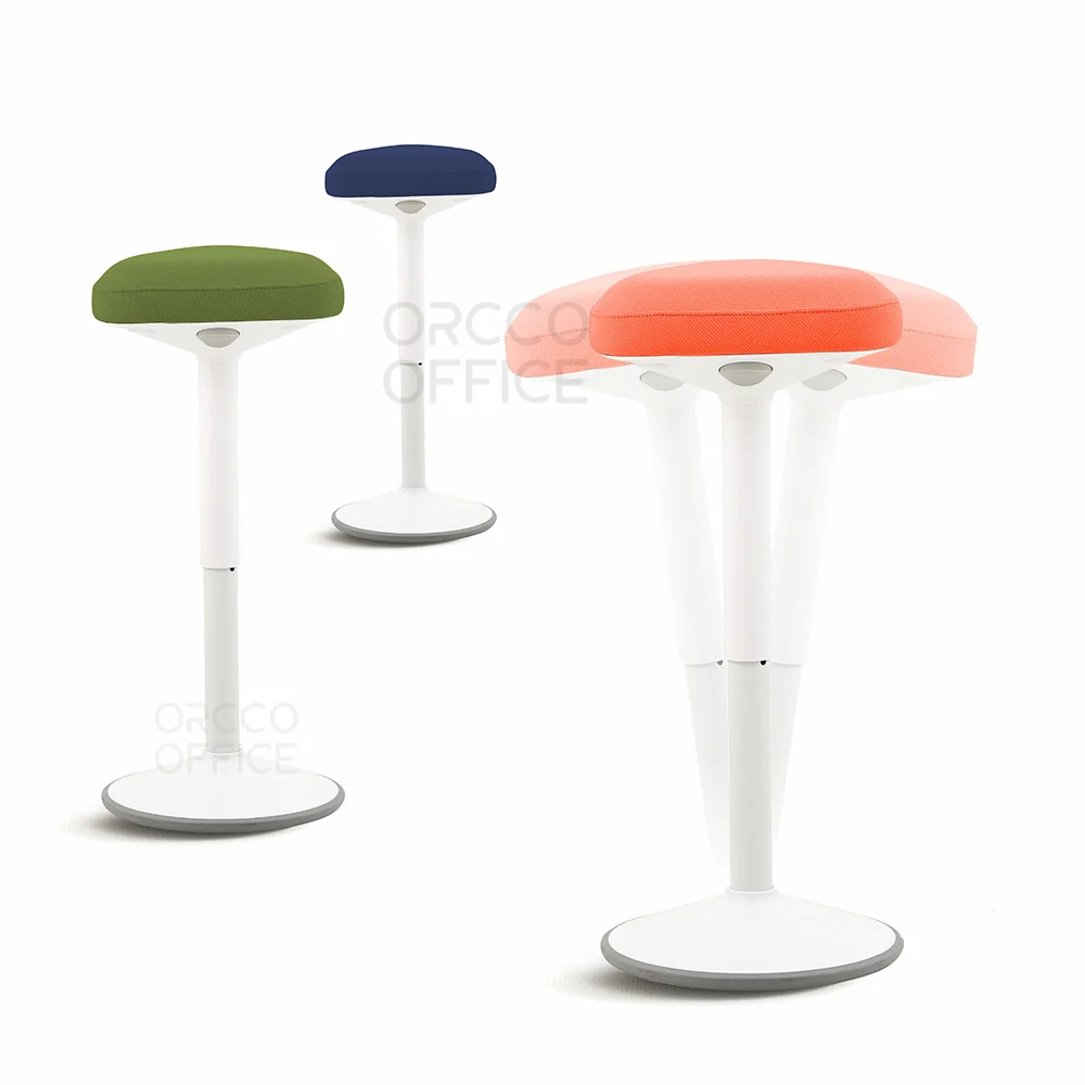 Ergonomic Office Design Studio Meeting High Adjustable Soft Wobble-Free Swivel Forward Tilt Standing Conference  Stool Chair