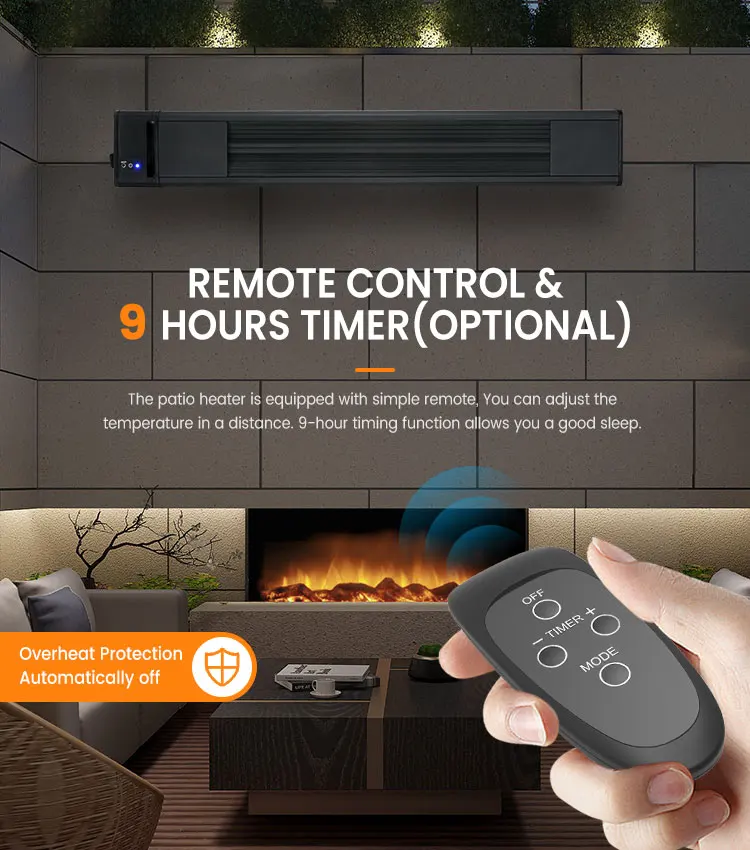 Hot Selling Machine Grade 3200W 1500W 1800W 2400W Mounted Aluminium Waterproof Outdoor Infrared Electric Patio Heater