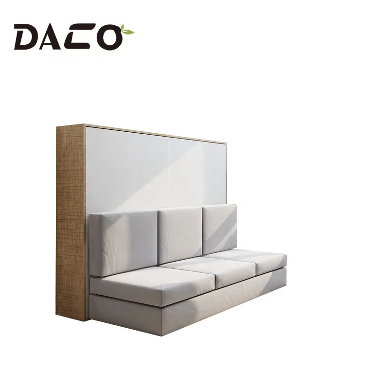 Factory Price Studio Horizontal Tilting Cabinet Particle Board Plywood Material Wall Mounted Folding Bed With Sofa
