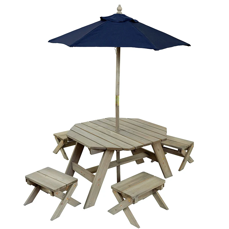 Garden Wooden Kids Table and Chair Play Sensory Table With umbrella