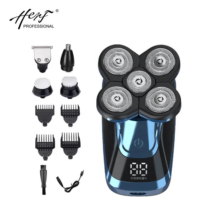 2021 Rechargeable Waterproof IPX6 Bald Shaver  5 in 1