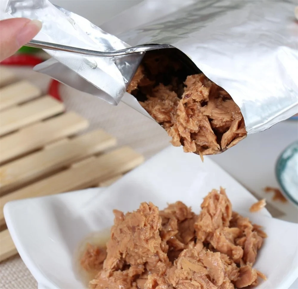 Tuna Fish In Retort Pouch 1kg, OU Kosher, Shelf-stable