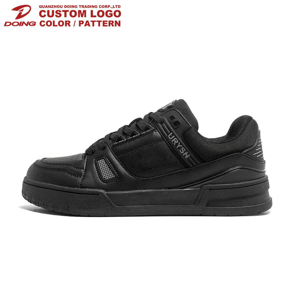 New Custom Luxury Leather Casual Black High Quality OEM Shoes With Low Moq Skater Sneakers Custom Skate Sneakers For Men