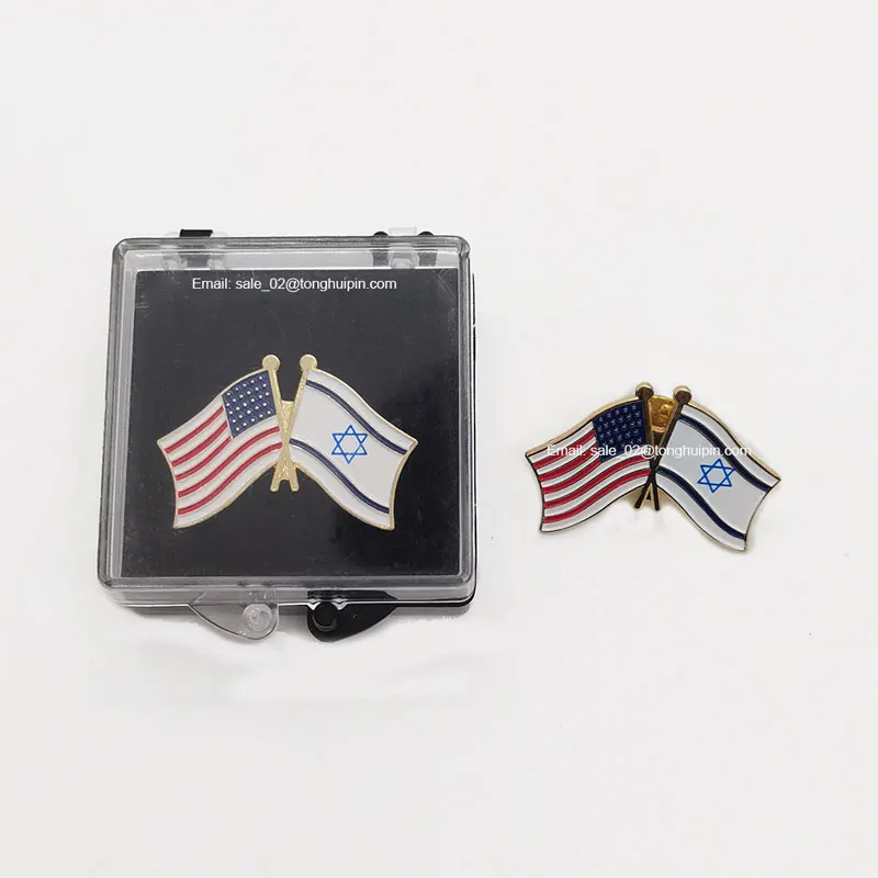 United States Israel Friendship Flag Lapel pin Badge USA And Israel Flag Hard Enamel Brooch Pin