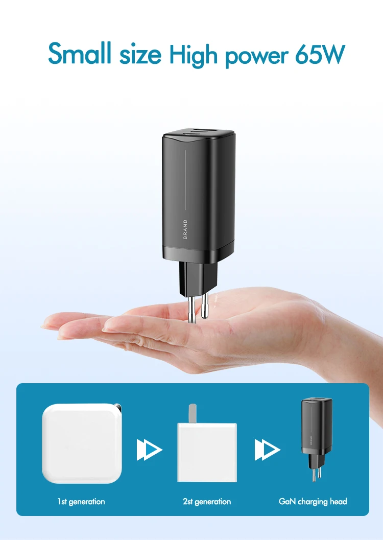 65W Gan Tech Laptop PD 3.0 Travel Mobile Phone USB C Mobile Phone Charger Type C Fast Portable Charger For Macbook Samsung
