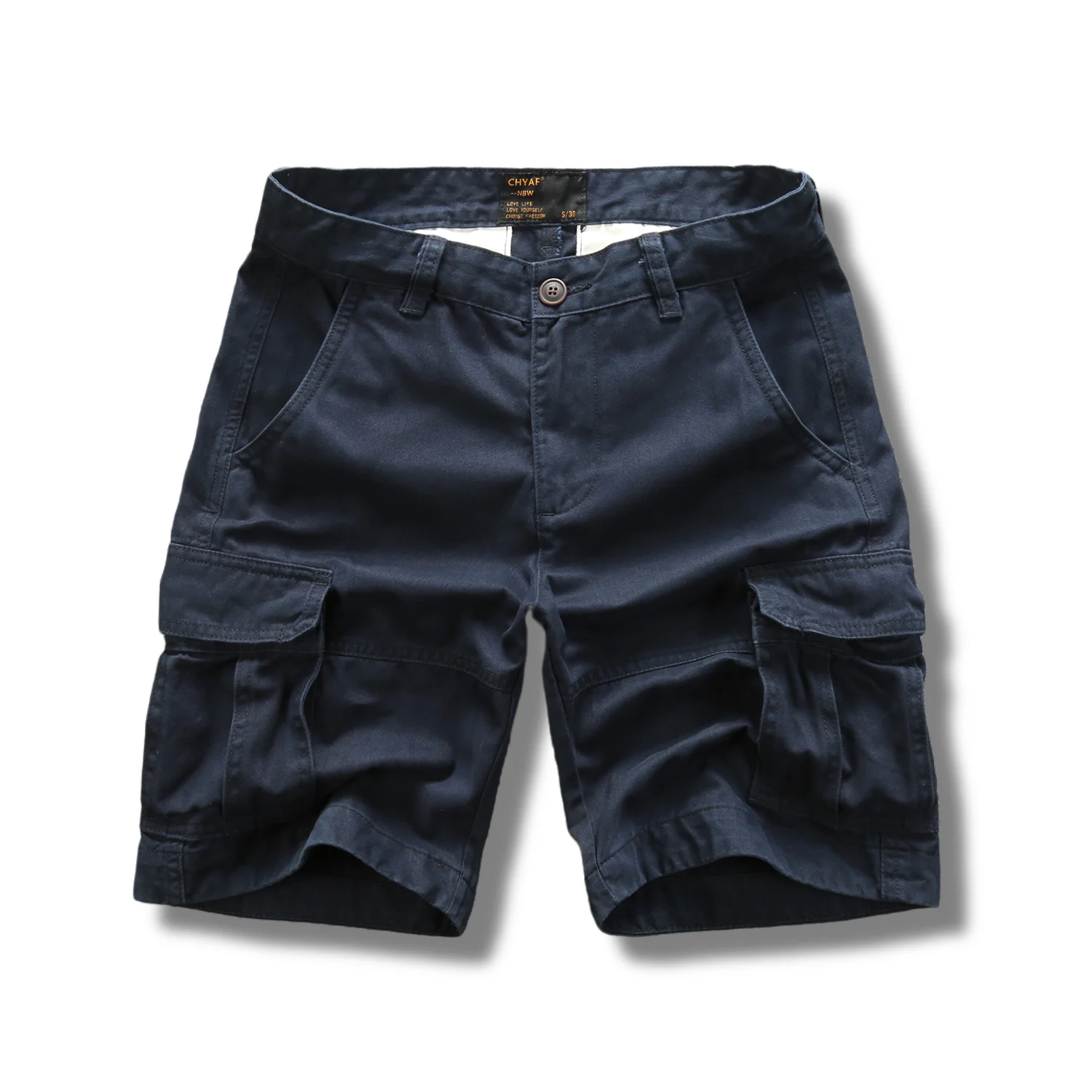 Summer Long Length Men Knee Pocket Casual Cotton Elastic Waist Bermudas Casual Style Capri Cargo Shorts