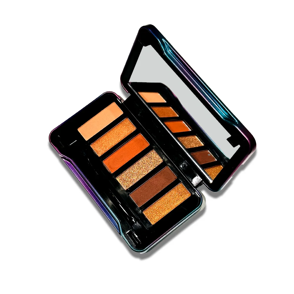 Customize rectangle shape cosmetics makeup  tin box global metal eyeshadow palette tin box with mirror