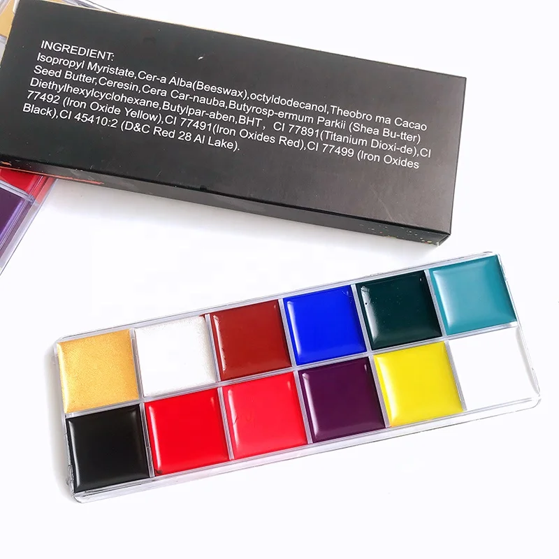 12 colors cosmetics professional face painting colorful high pigment waterproof face and body art for parties