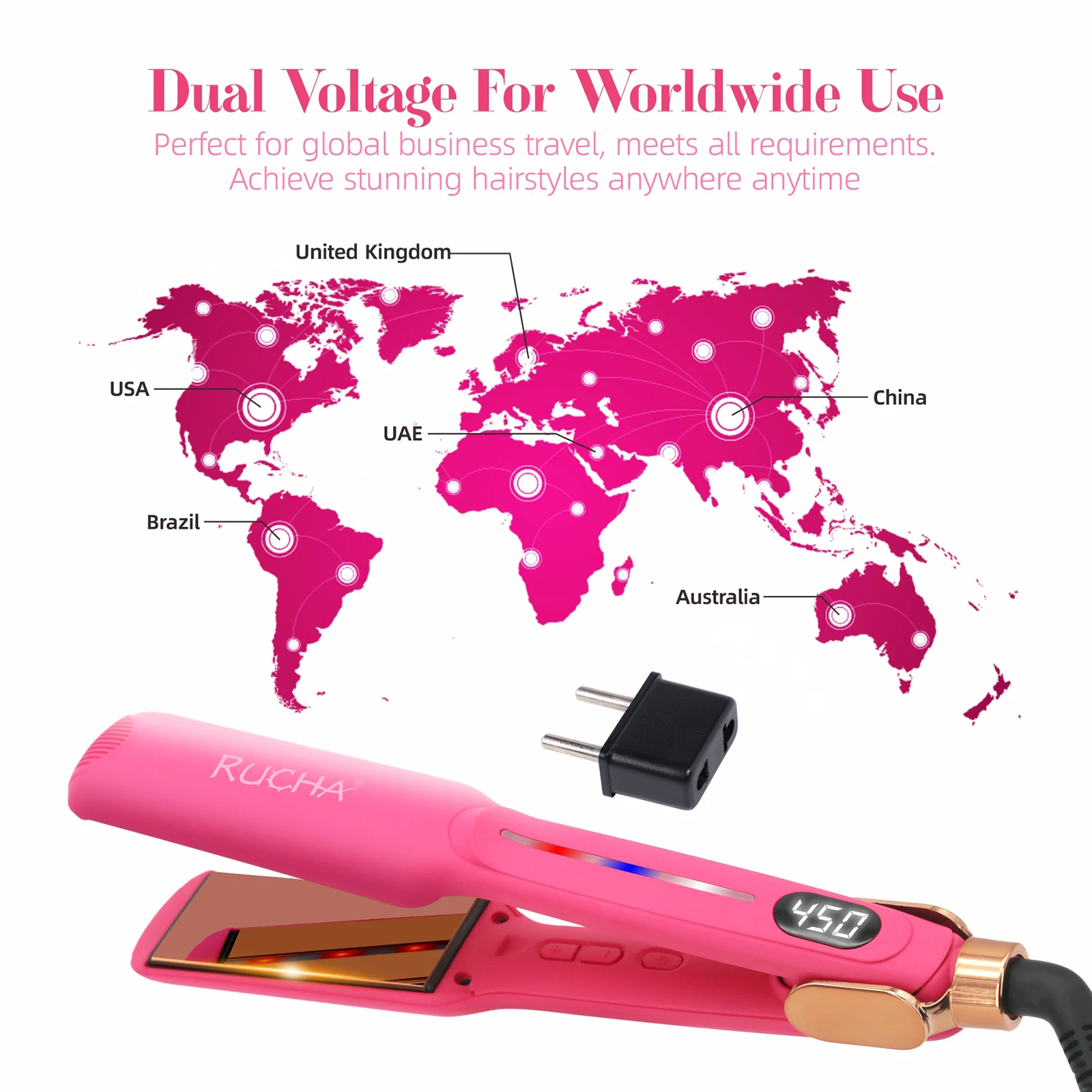 Custom 2 In 1 500F Titanium Flat Iron Private Label Hair Straightener Professional Infrared Hair Straightener
