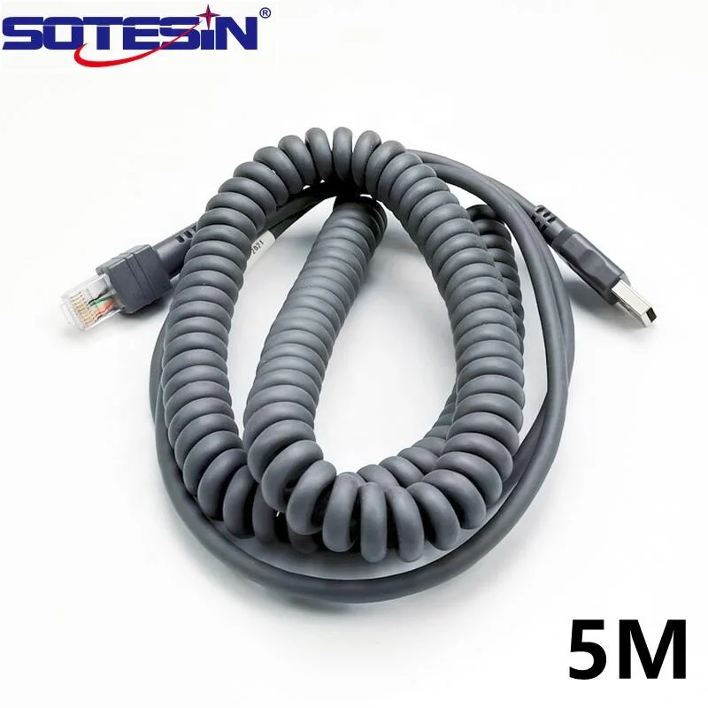 SOTESIN CBA-U09-C15ZAR 15FT 5m For Zebra Motorola Symbol barcode reader cable LS2208 DS3408  DS9208 DS3578 USB data cable