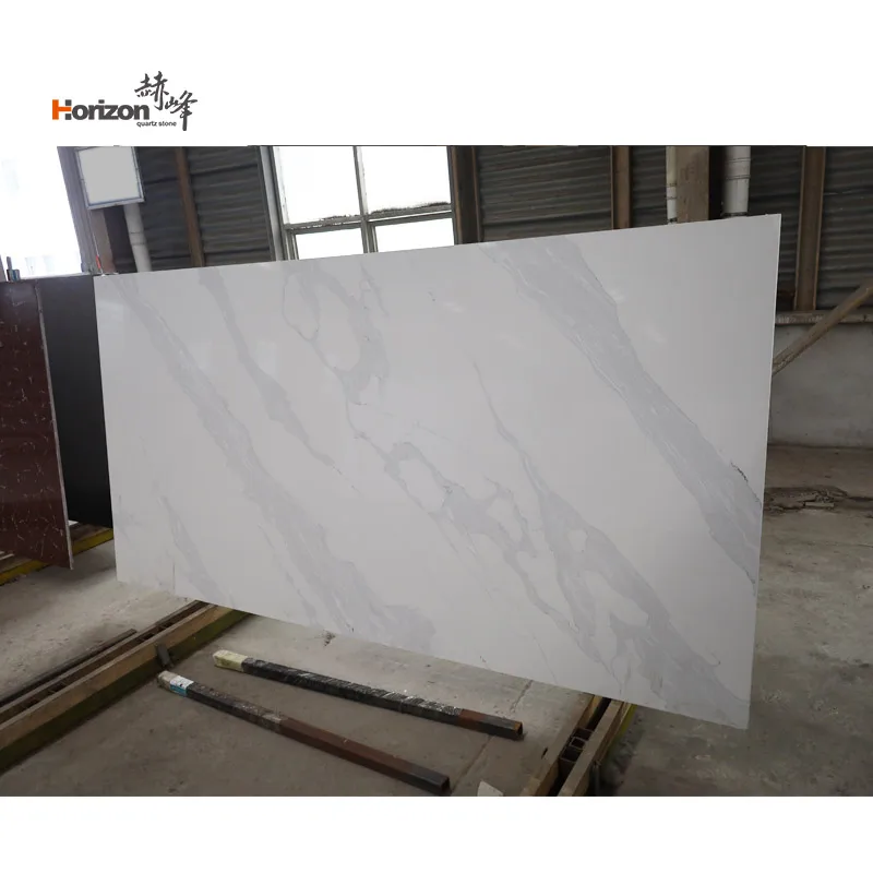 Factory Sale customized artificial Stone Calacatta White Marble Quartz stone Slabs Kitchen Countertops Worktops