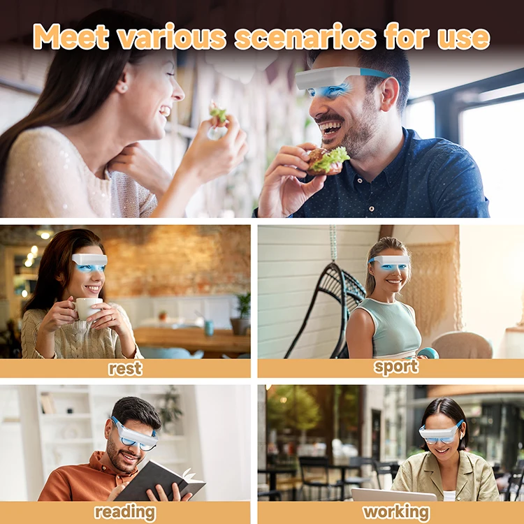 OEM/ODM Blue-White UV-Free Light Therapy Glasses Portable Daylight Wearable Sunlight Lamp Boost Energy Equivalent to 10000 Lux