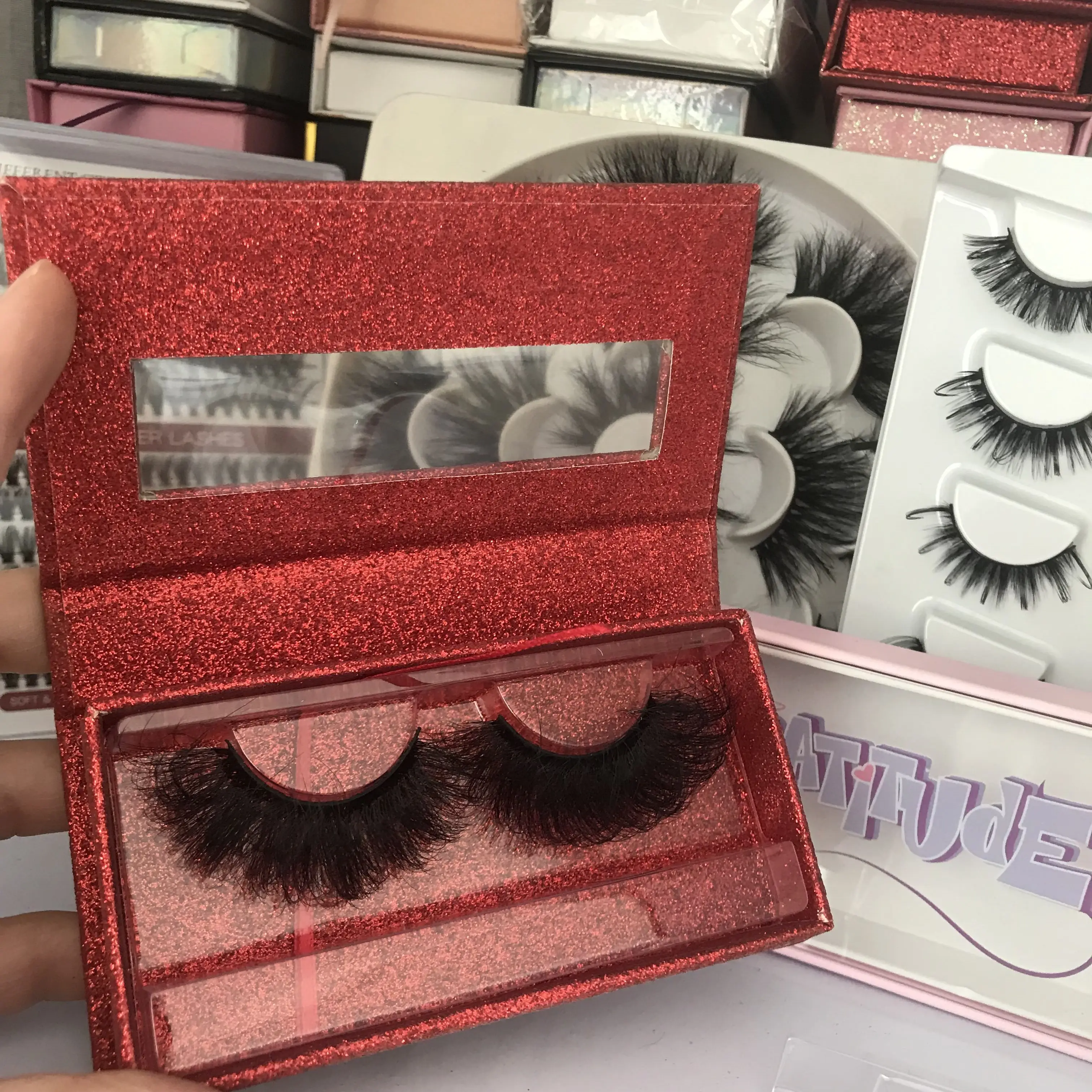 Natural eyelashes human hair natural long false eyelashes vendor natural real fur 25mm 3d mink eyelashes lashes wholesale