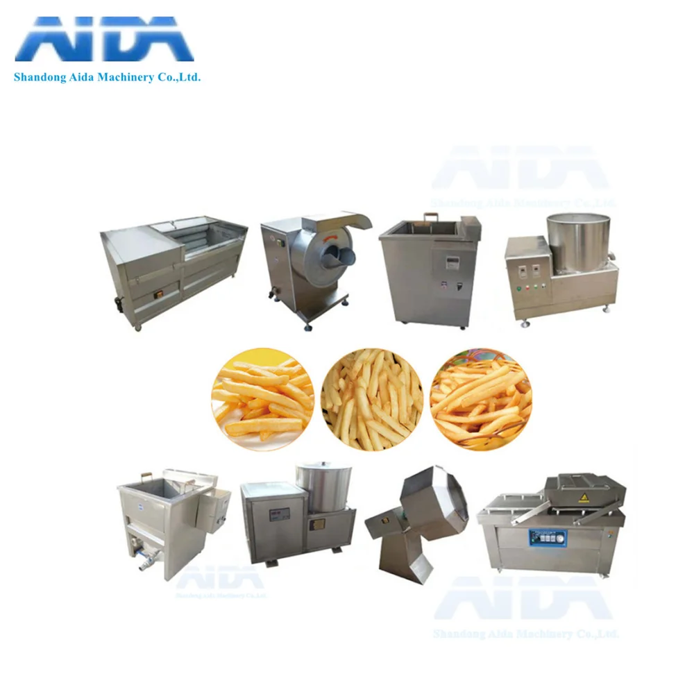 Automatic Industrial Frozen French Fries Production Line Potato Chips Machine