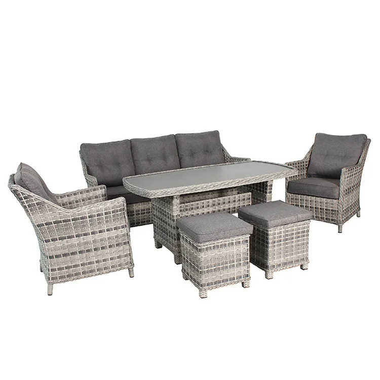 Promotion sofa set steel frame rattan patio outdoor furniture sofa set for garden