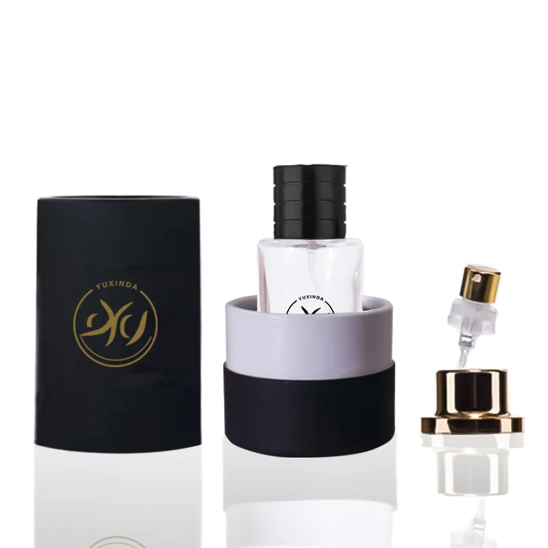 Wholesale High quality fashion empty 50ml glass perfume bottle with white gift box paper bag