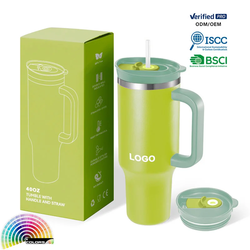 40oz Tumbler with Handle 2-in-1 Straw and Sip Lid Coffee Travel Mug with 100% Leakproof Cup for Water Iced Tea Coffee Smoothie