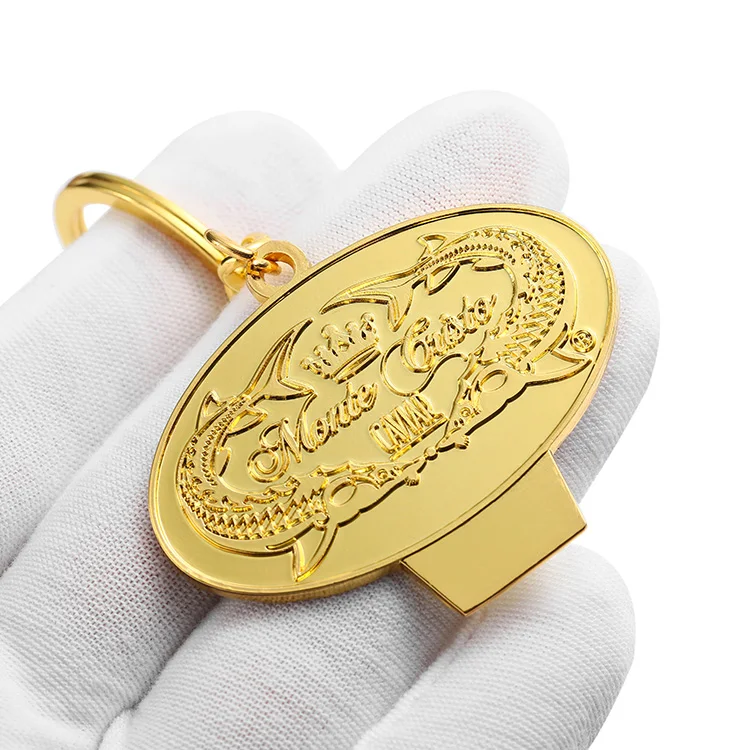 Factory Custom Design Your Logo Metal Caviar Tin Opener Zinc Alloy Muti Size 3D Gold Caviar Box Tin Can Opener Keychain