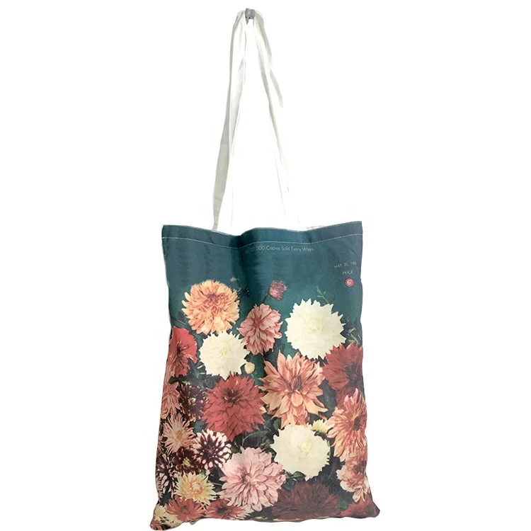 Custom Print Cheap 6oz Polyester Canvas Sublimation Tote bag for Women Shopping