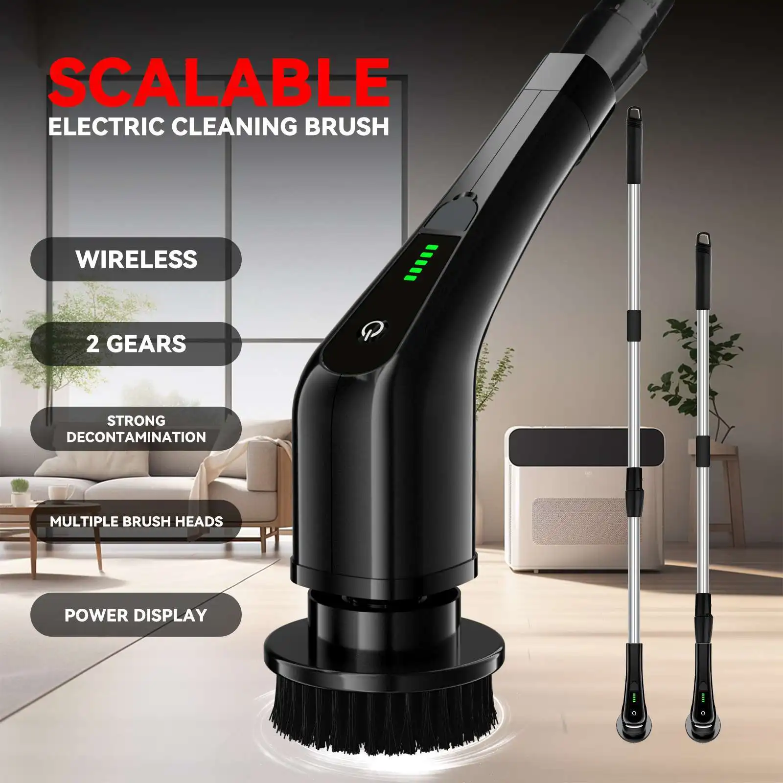 Electric Spin Scrubber 2 Speeds Cordless Power Spinning Cordless Scrubber Power Bathroom Scrubber with 7 Cleaning Brush Heads