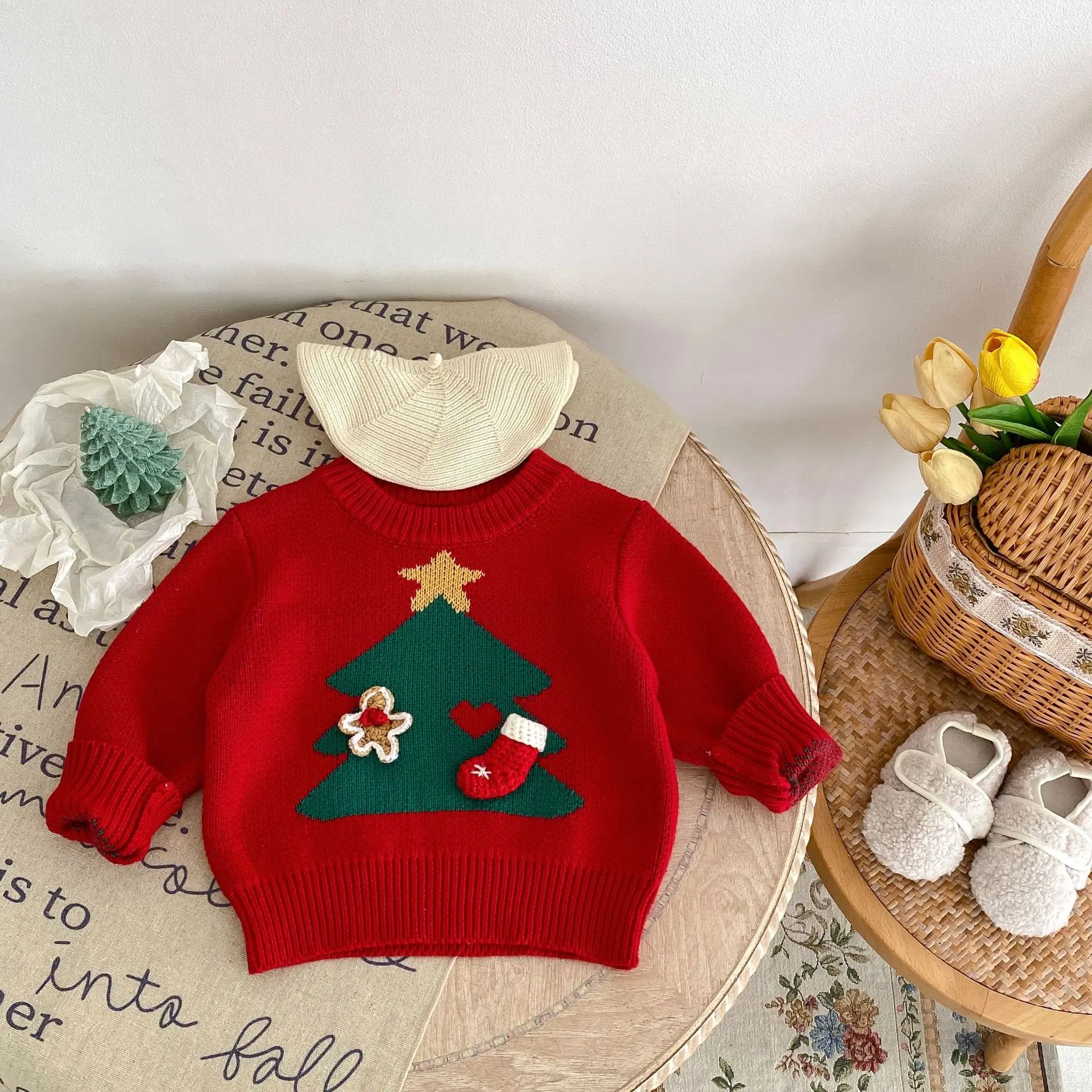 Winter Christmas dress up Baby Christmas clothing Christmas crewneck sweater Long sleeve baby clothing High quality