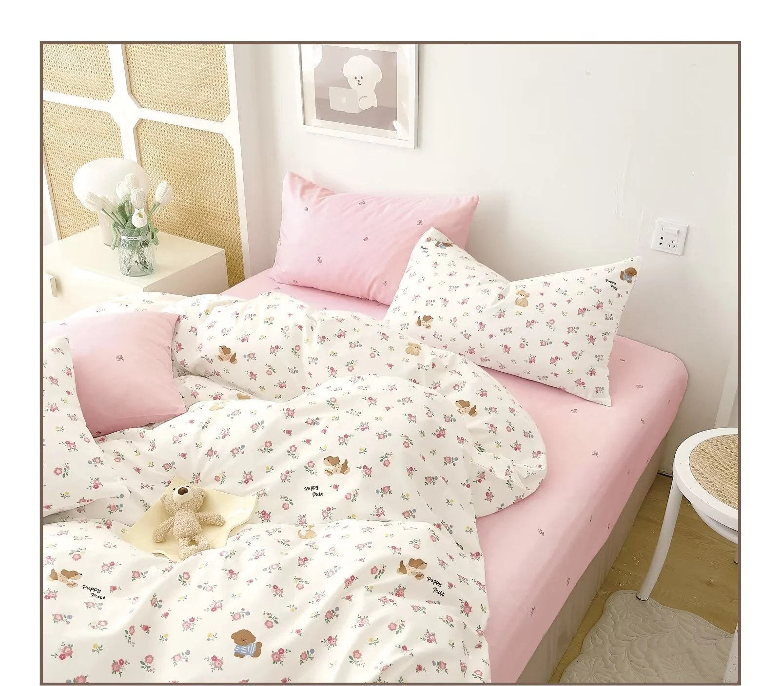 Cute cotton bedding set soft bad sheet cotton bedding set cheap cotton bedspread