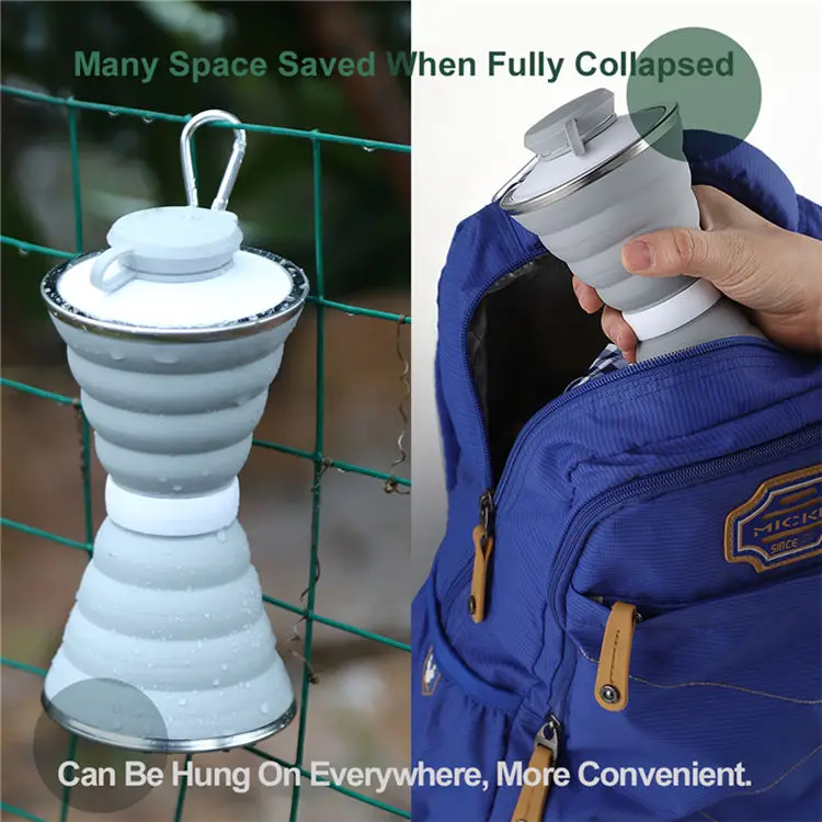 500ml BPA Free Outdoors Folding Reusable Collapsible Sports Foldable Silicone Water Bottle